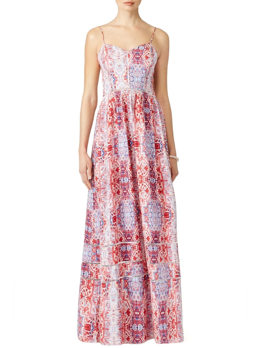 PARKER Verona SILK Maxi Red Blue Print Cottagecore Boho Vacation Summer 📐XS